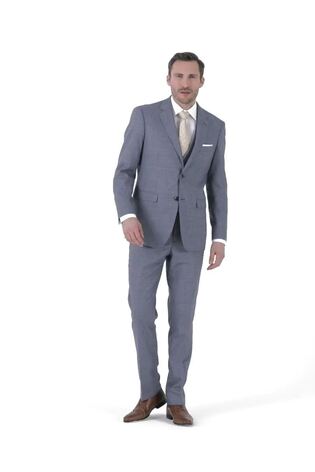 Blauw - Skopes - Jodrell - Gemêleerd tweed modieus gesneden kostuum: colbert - Image 2 of 5