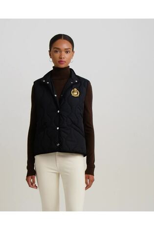 Buy Lauren Ralph Lauren Navy Blue Logo Quilted Button Gilet from Next Luxembourg