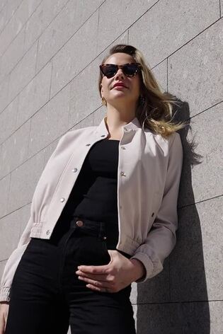 Sosandar Cream Formal Bomber Jacket - Image 2 of 6