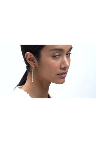 Ted Baker Gold Tone Isalie Crystal Baguette Slinky Drop Earrings - Image 2 of 7