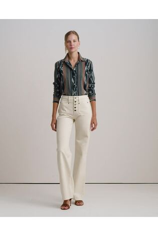 Lauren Ralph Lauren Cream Wash High Rise Wide Leg Jeans - Image 2 of 8