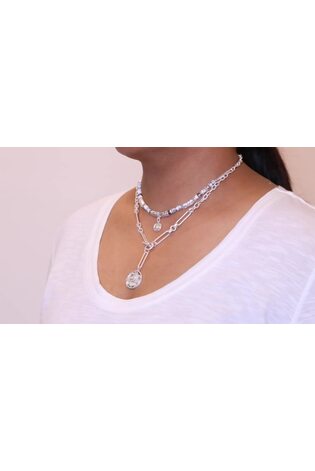 Bibi Bijoux Silver Tone Double Layer Ball & Disc Festivity Necklace - Image 2 of 5