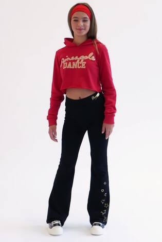Pineapple Red Girls Glitter Dance Crop Hoodie - Image 2 of 8