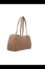Suede and Leather Bowling Bag in Taupe - Image 2 of 7