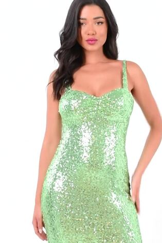 Buy Quiz Lime Green Sequin Ruched Strap Maxi Dress from the Next UK online  shop