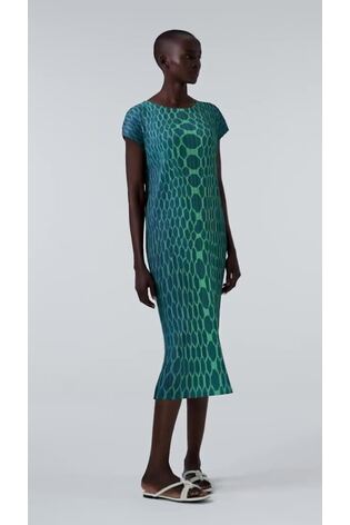 leem Green Plisse Midi Dress - Image 2 of 5