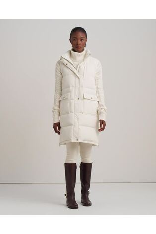 Lauren Ralph Lauren Cream Quilted Mockneck Down Puffer Gilet - Image 2 of 7