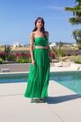 Sosandar Green Tiered Hem Jersey Bandeau Maxi Dress - Image 2 of 6