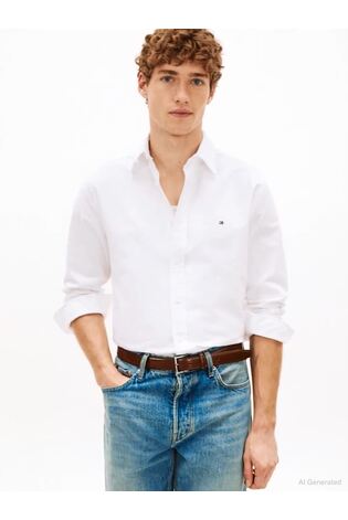 Tommy Hilfiger White Solid Heritage Oxford Shirt - Image 2 of 9