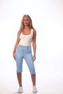 Roman Light Blue Stretch Knee Length Pedal Pusher Shorts - Image 2 of 5