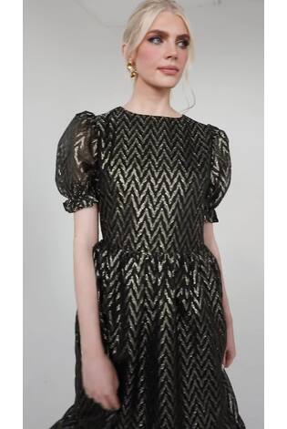 Lovedrobe Zig Zag Tie Back Black Midaxi Dress - Image 2 of 6