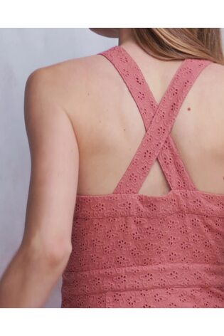 Boden Pink Cross Back Broderie Midi Dress - Image 2 of 6