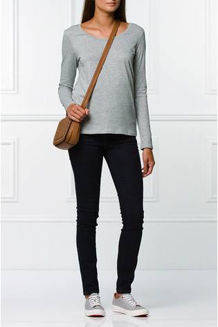 Grey Marl Long Sleeve Crew Neck 100% Cotton T-Shirt - Image 2 of 7
