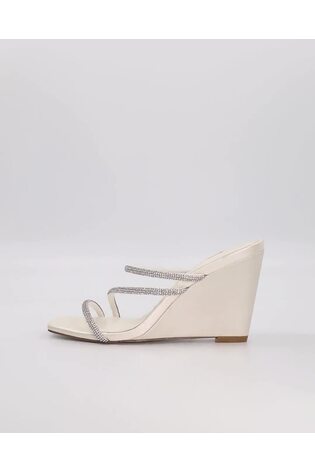 Dune London Cream Moonbeam Bridal Diamanté Wedge Heels - Image 2 of 6