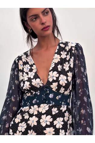 BHOEM Multi Chiffon Long Sleeve Floral Print Midi Dress - Image 2 of 6