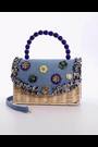 Dune London Blue Blooms Flower Bead Top Handle Bag - Image 2 of 6