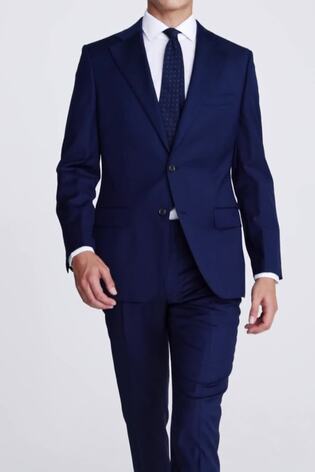 MOSS Tailored Fit Navy Twill Suit: Jacket - Image 2 of 7