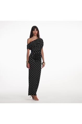 Self-Portrait Black & White Polka Dot Knit Dress - Image 2 of 6