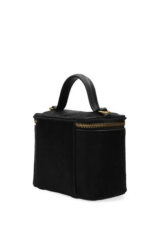 Pony Hair-Effect Mini Vanity Crossbody Bag in Black - Image 2 of 7