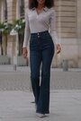 Sosandar Blue Contour Waist Kick Flare Jeans - Image 2 of 6