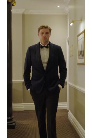 Harry Brown Blue Leo Velvet Tuxedo Dinner Jacket with Shawl Lapel Detail - Image 2 of 13