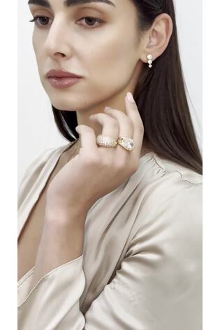 Aela Gold Tone Diamond Simulants Tier Drop Earrings - Image 2 of 5