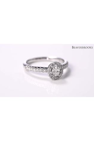 Beaverbrooks 18ct Diamond Pear Oval Shaped Halo Ring