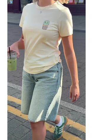 Graphic Matcha Yellow Essential Pure Cotton Short Sleeve Crew Neck T-Shirt - Image 2 of 9 Graphic Matcha Yellow Essential Pure Cotton Short Sleeve Crew Neck T-Shirt - Image 2 of 9