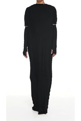 leem Black High Neck Plisse Dress with Gloves - Image 2 of 5 leem Black High Neck Plisse Dress with Gloves - Image 2 of 5