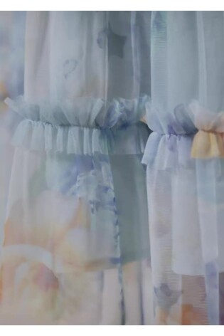 Angel & Rocket Blue Floral Printed Mesh Tiered Dress