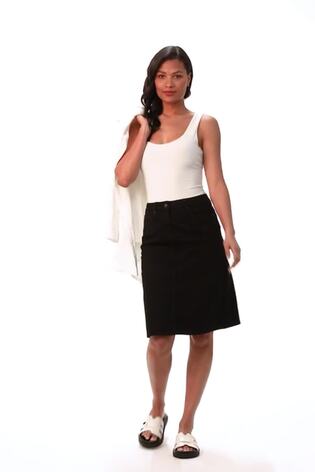 Roman Black A-Line Knee Length Denim Skirt - Image 2 of 5