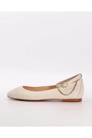 Dune London Cream Halles Ankle Chain Ballet Pumps - Image 2 of 6