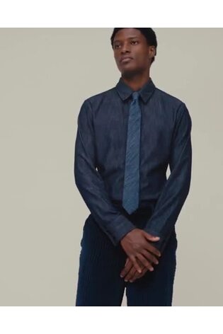 GapStudio Blue Chambray Skinny Tie - Image 2 of 6