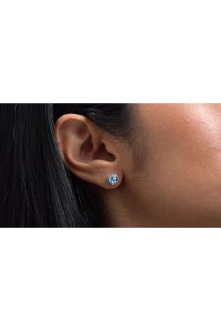 Ted Baker Silver/Blue SOLETIA: Solitaire Sparkle Crystal Stud Earrings - Image 2 of 7