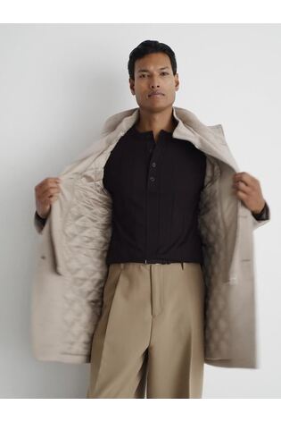 Wool-Blend Gilet-Insert Single-Breasted Coat in Oatmeal - Image 2 of 10