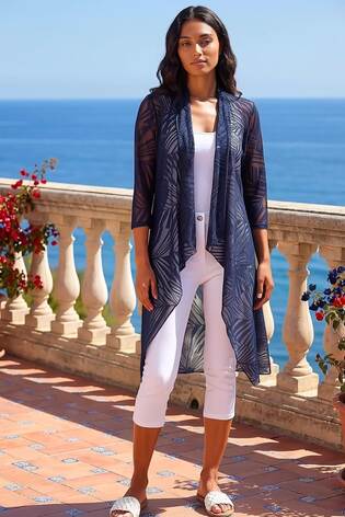 Roman Blue Mesh Burnout Longline Coverups - Image 2 of 7