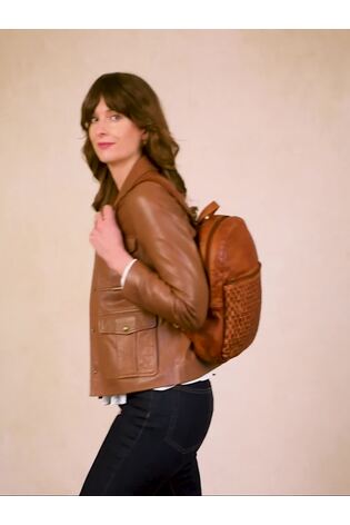 Lakeland Leather Brown Storrs Woven Backpack - Image 2 of 7