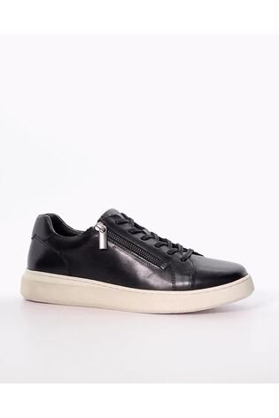 Dune London Black Tribute Zip Detail Cupsole Trainers - Image 2 of 6