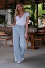 Sosandar Blue Side Stripe Wide Leg Trousers - Image 2 of 5