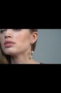 Karen Millen Gold Tone Logo Pearl Double Drop Earrings - Image 2 of 6