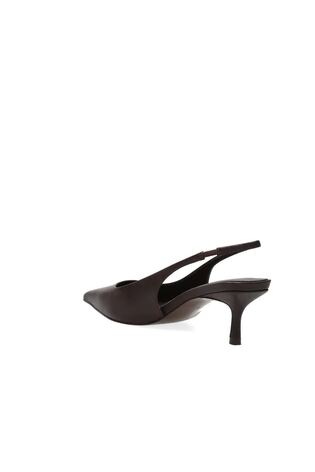 Escarpins à bride arrière en cuir et petit talon couleur chocolat - Image 2 de 7