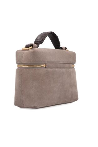 Reiss Grey Ines Suede Vanity Crossbody Bag - Image 2 of 7