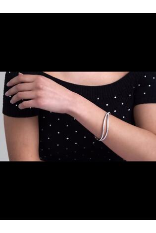 Ted Baker Silver Wavie Jewelled Wave Hinged Bangle Bracelet - Image 2 of 4
