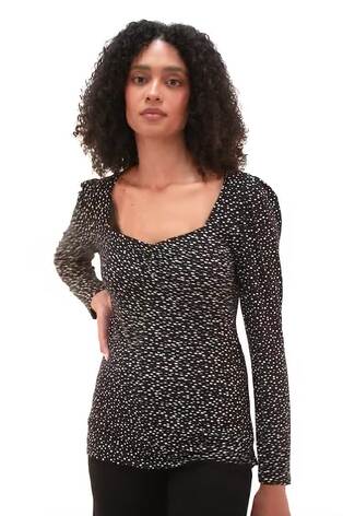 Roman Black Sweetheart Neck Polka Dot Top - Image 2 of 6