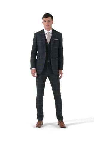 Skopes Blue Doyle Tweed Tailored Wool Blend Suit: Jacket - Image 2 of 6
