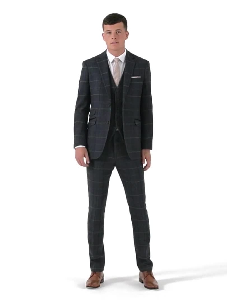 Buy Skopes Blue Doyle Tweed Tailored Wool Blend Suit: Jacket