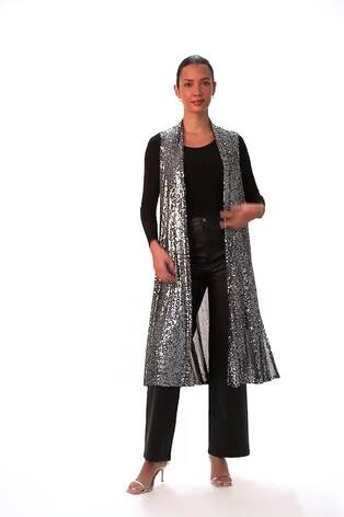 Roman Metallic Sequin Longline Stretch Cardigan - Image 2 of 6