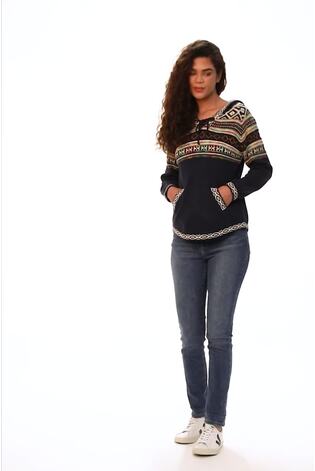 Roman Blue Nordic Print Hooded Jumper - Image 2 of 6