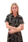 Roman Black Geo Linear Print Shirt Midi Dress - Image 2 of 3