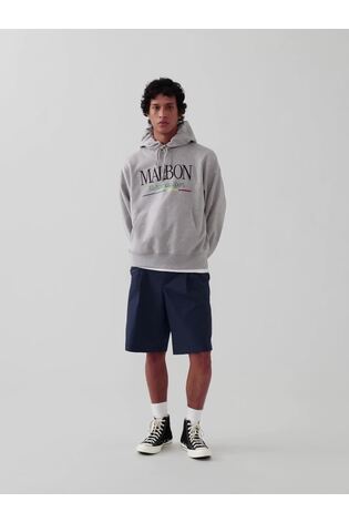 Gap x Malbon Grey Heavyweight Logo Hoodie - Image 2 of 12